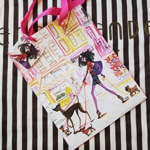 ❗Henri Bendel Illustrator Izak Zenou New York Girl and Dog Shopping Bag Rare❗